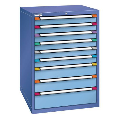 Thurmetall - Armoire d'atelier 9 tiroirs - 120 cm Bleu Pigeon/Clair - Acier Robuste - Charge 4000 kg
