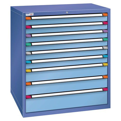 Thurmetall - Armoire d'atelier 9 tiroirs - 120x100.5x69.5 cm Bleu - Charge 4000 kg - Acier - Fermeture à clé