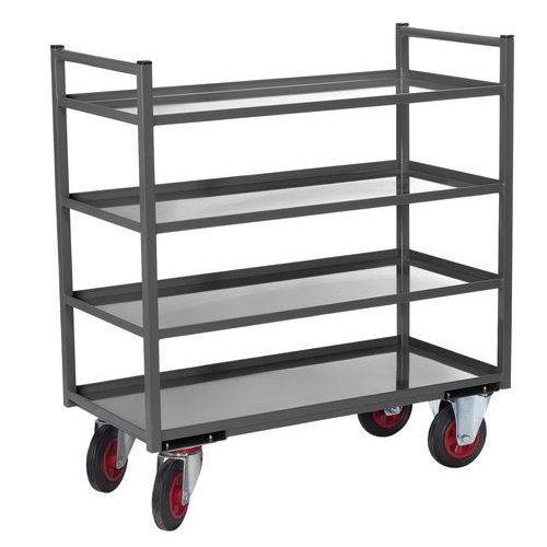 Chariot 4 Plateaux Larg=450mm Gris F=400kg Av Ec Rebord