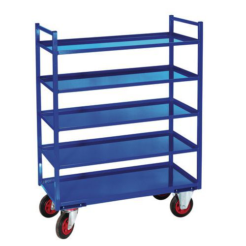 Chariot 5 Plateaux Larg=450mm Bleu F=400kg Av Ec Rebord