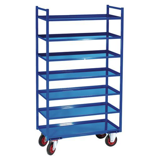 Chariot 7 Plateaux Larg=450mm Bleu F=400kg Av Ec Rebord