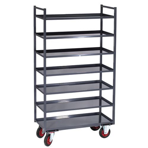 Chariot 7 Plateaux Larg=450mm Gris F=400kg Av Ec Rebord