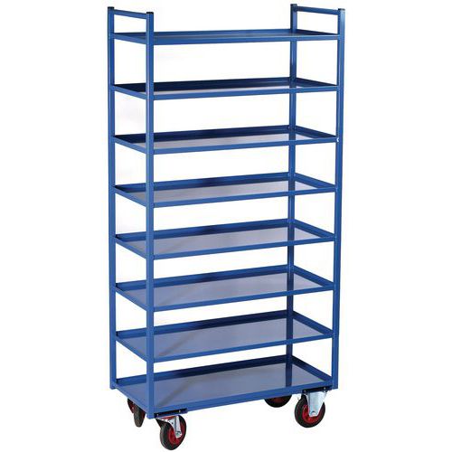 Chariot 8 Plateaux Larg=450mm Gris F=400kg Av Ec Rebord