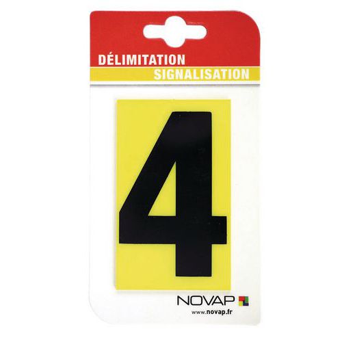 Numero Noir 4 H=45mm Fond Jaune