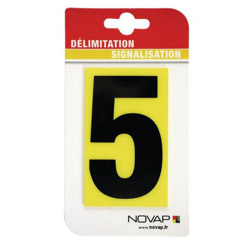 Numero Noir 5 H=45mm Fond Jaune