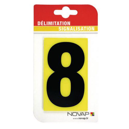 Numero Noir 8 H=45mm Fond Jaune