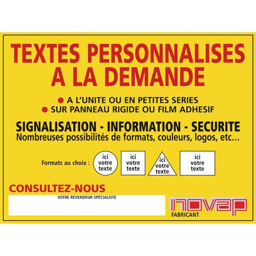 Novap - Plaque PVC Rouge/Blanc 600x400mm Personnalisable - Signalétique Sécurité Durable