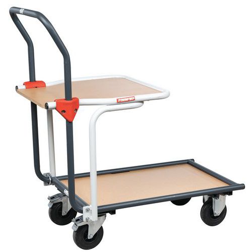 Fimm - Chariot à plateau haut 250 kg - 2 plateaux - Acier - Anthracite - Roulettes Caoutchouc 125 mm