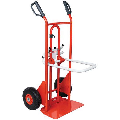 Fimm - Diable porte bacs 250 kg - Roues increvables pneumatiques - Rouge - 1170x750x610 mm