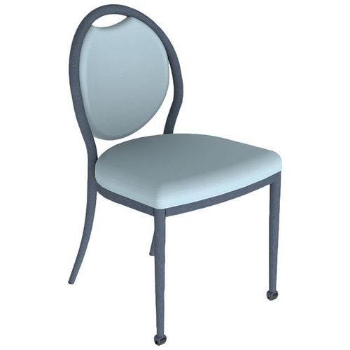 Mobidecor - Chaise 260 Alu Abaka Bleu Clair - 4 Pieds Roulettes - Usage Collectivité - Éco-responsable