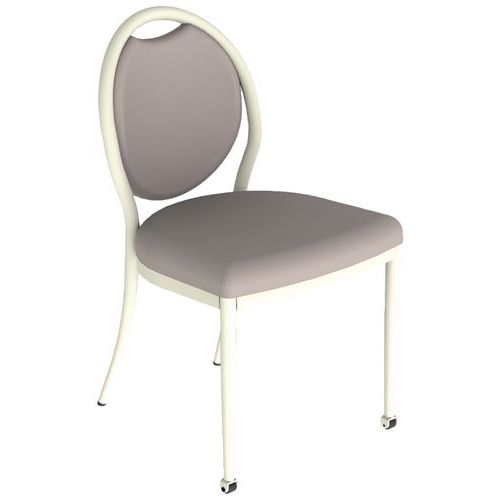 Mobidecor - Chaise 260 Alu Roulettes Assise/Dossier Bois Rose Clair - Usage Collectivité - Éco-responsable