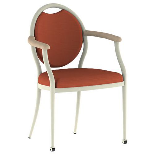 Mobidecor - Fauteuil Bridge 260 Alu Abaka Piment - Roulettes, Assise Rouge, 45cm Hauteur - Usage Collectivité, Éco-responsable