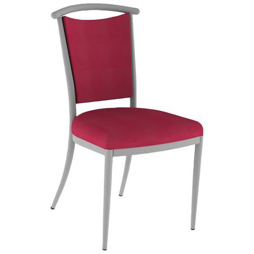 Mobidecor - Chaise 550 Alu Ginkgo Pivoine - Assise/Dossier Rouge - 4 Pieds - Usage Collectivité - Éco-responsable