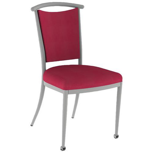Mobidecor - Chaise 550 Alu Ginkgo Pivoine - 4 Pieds Roulettes Rouge - Usage Collectivité - Éco-responsable