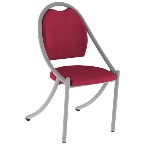 Mobidecor - Chaise 280 Alu Ginkgo Pivoine - Assise et Dossier Rouge - 4 Pieds - Usage Collectivité - Éco-responsable