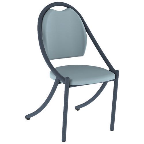 Mobidecor - Chaise 280 Alu Assise/Dos Abaka Gris Bleu - 4 Pieds Noir Sablé - Usage Collectivité - Éco-responsable