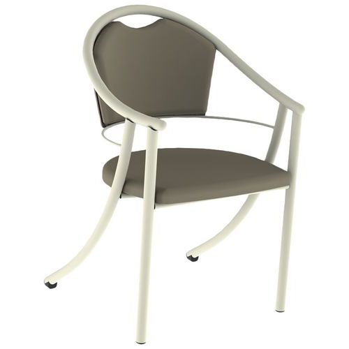 Mobidecor - Fauteuil Bridge 280 Alu Ginkgo Terre - 4 Pieds Beige - Assise & Dossier Bois - Usage Collectivité - Éco-responsable