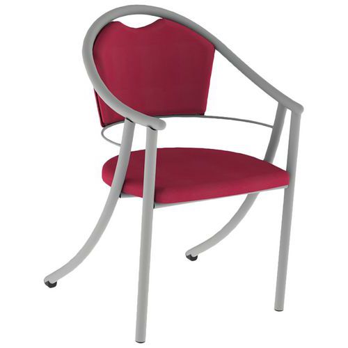 Mobidecor - Fauteuil Bridge 280 Ginkgo Pivoine Rouge - 4 Pieds Alu Gris - Usage Collectivité - Éco-responsable
