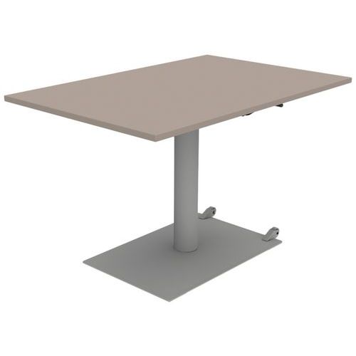 Mobidecor - Table Mano réglable 120x80 cm - Stratifié ABS Praline/Gris - Hauteur 67-90 cm - Éco-responsable