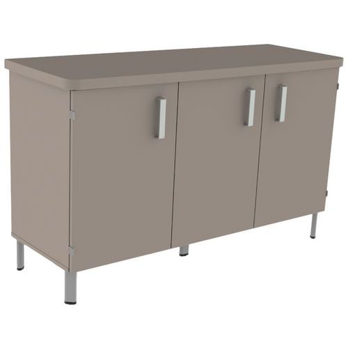 Mobidecor - Buffet Danaé Signature 3 Portes Rose Foncé - Plateau Stratifié Praline - 152x91x50cm - Éco-responsable