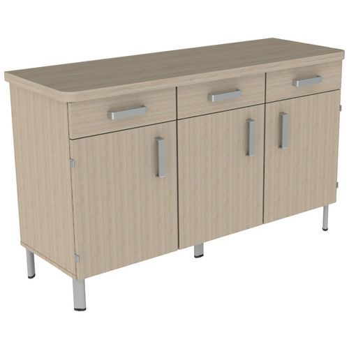 Mobidecor - Buffet Danaé Signature 3 Portes 3 Tiroirs - Chêne Gris - 152x91x50cm - Éco-responsable PEFC