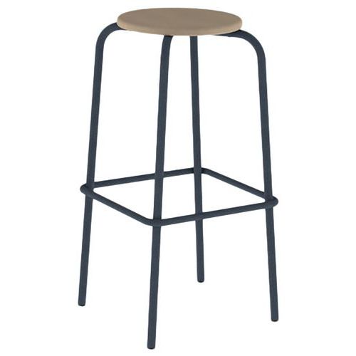 Mobidecor - Tabouret Zoning H80 Assise/Dos Hêtre - Piètement Noir - 80cm Hauteur - Éco-responsable