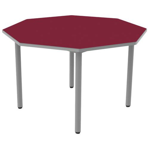 Table Carélie Octo Ø120 T6 Strat Poly. Cerise Gris/9006