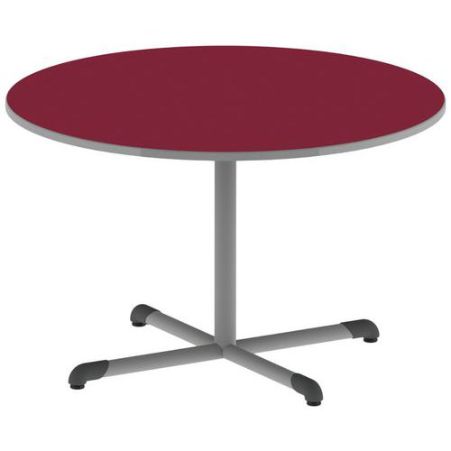 Mobidecor - Table Bandana Ronde Ø120 T6 - Stratifié Polyuréthane Cerise Gris/9006 - Usage Collectivité - Éco-responsable