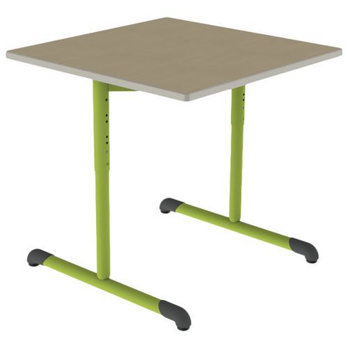 Mobidecor - Table Bandana Carrée 80x80 cm - Réglable T3/T6 - Stratifié Hêtre/Vert - Éco-responsable