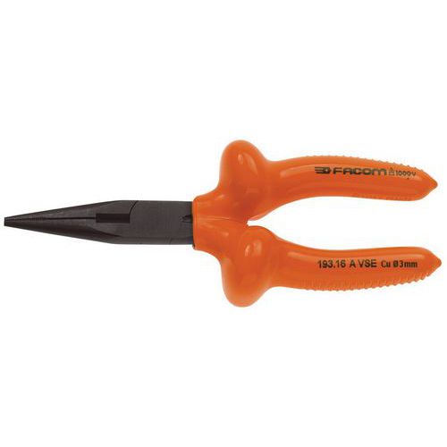 Facom - Pince à becs demi-ronds isolée 1000V 170mm - 193.16AVSE - Serrage précis et sécurisé