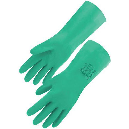 Singer Safety - Gants Nitrile Vert Taille 7 - Protection Chimique Alimentaire - 330mm Épaisseur 0.38mm