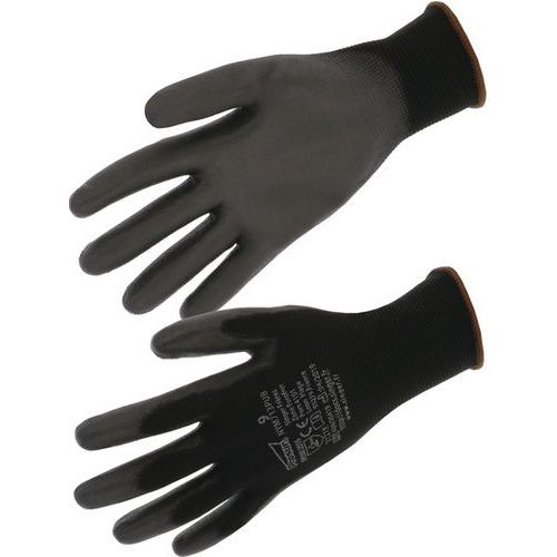 Gants De Manutention Pu Support Polyester Sans Couture Jauge 13 T6