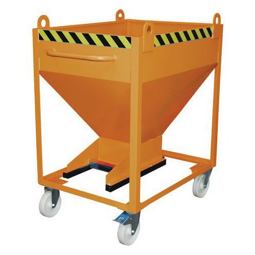 Bauer - Conteneur silo SRE-D 600L Orange Acier Mobile 4 Roulettes - Gestion des déchets