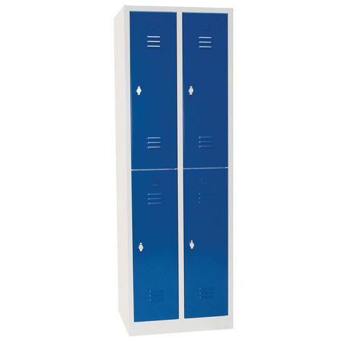 Vestiaire Multicases/socle L=300/2 Colonnes 4 Cases/bleu