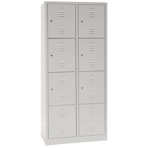Vestiaire Multicases/socle L=400/ 2 Colonnes 4 Cases/gris