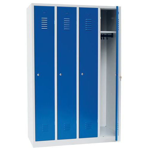 Vestiaire Ip Bleu 4 Colonnes à Monter Serrure Clé Socle