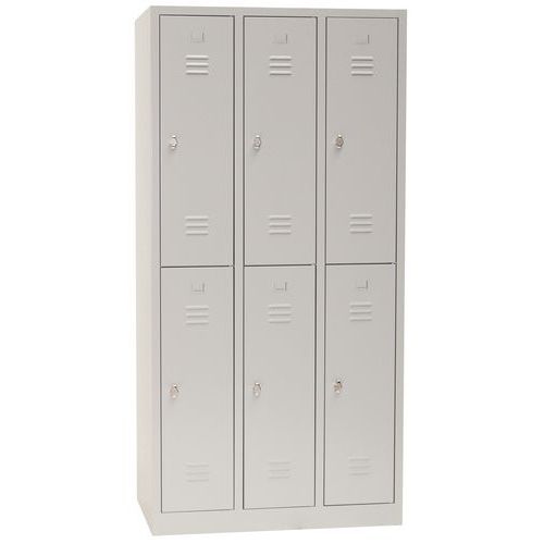 Vestiaire Multicases/socle L=300/3 Colonnes 2 Cases/gris