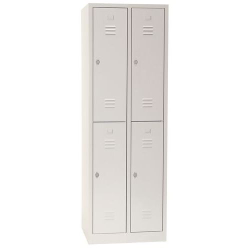 Vestiaire Multicases/socle L=300/2 Colonnes 4 Cases/gris
