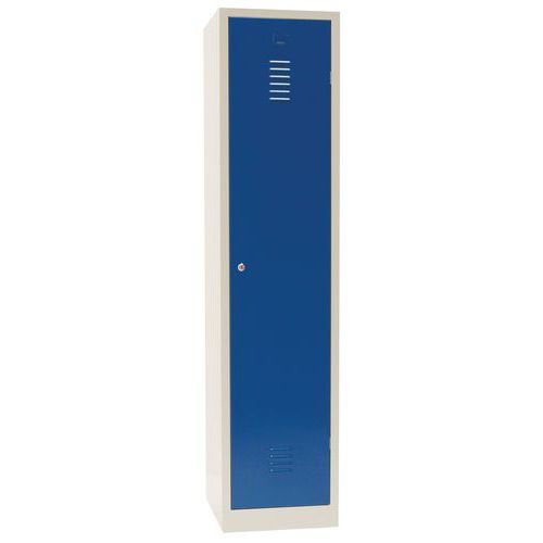 Manutan Expert - Vestiaire Industrie Propre à Casier et Penderie - 1 Colonne 2 Compartiments - Bleu - Acier - 1800x315x500mm - À Clé