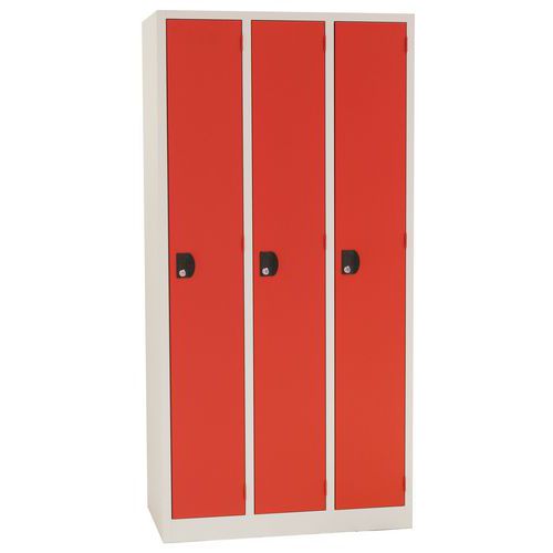 Vestiaire 1porte/3colonnes 900x500x1800mm Gris/rouge