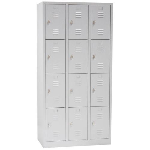 Vestiaire Multicases/socle L=300/3 Colonnes 4 Cases/gris