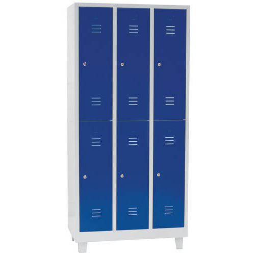 Vestiaire Multicases/pieds L=300/3 Colonnes 2 Cases/ Bleu