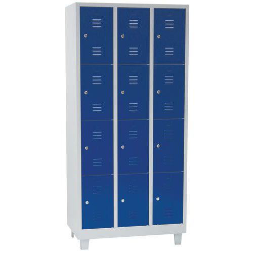 Vestiaire Multicases/pieds L=300/3 Colonnes 4 Cases/ Bleu