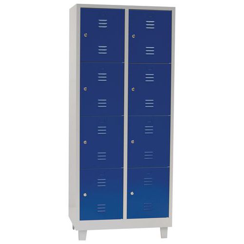 Vestiaire Multicases/pieds L 400/2 Col 4 Cases Bleu