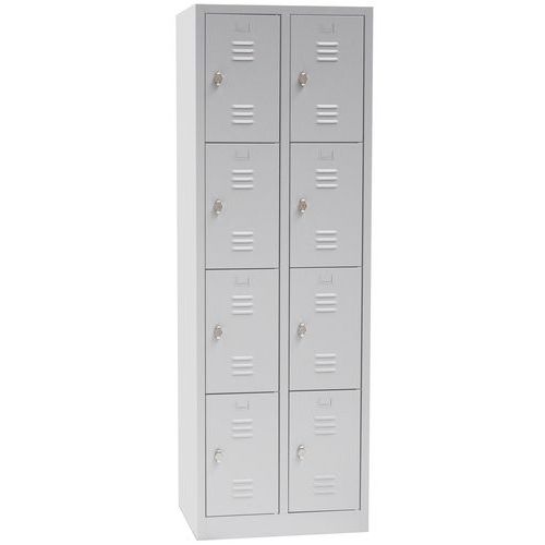 Vestiaire Multicases/socle L=300/2 Colonnes 4 Cases/gris