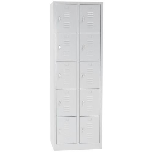 Vestiaire Multicases/socle L=300/2 Colonnes 5 Cases/gris