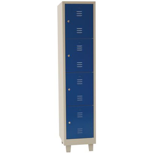 Vestiaire Multicases/pieds L 400/1 Col 4 Cases Bleu