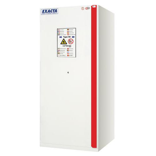 Exacta - Armoire Ignifuge 90 Min 1 Porte Grise - 1950x895x600mm - 160L - Acier Époxy - Sécurité Inflammables