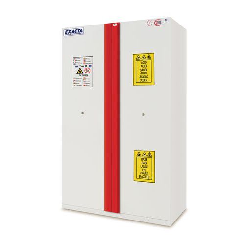 Exacta - Armoire de sécurité multirisques Combistorage 90 min - 3 compartiments, 2 portes, 240L, Acier, Gris clair
