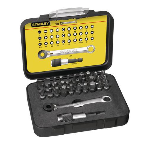 Stanley 1 Coffret D'embouts De Vissage 1/4 + Mini Cliquet Fatmax Pro - 32 Pièces